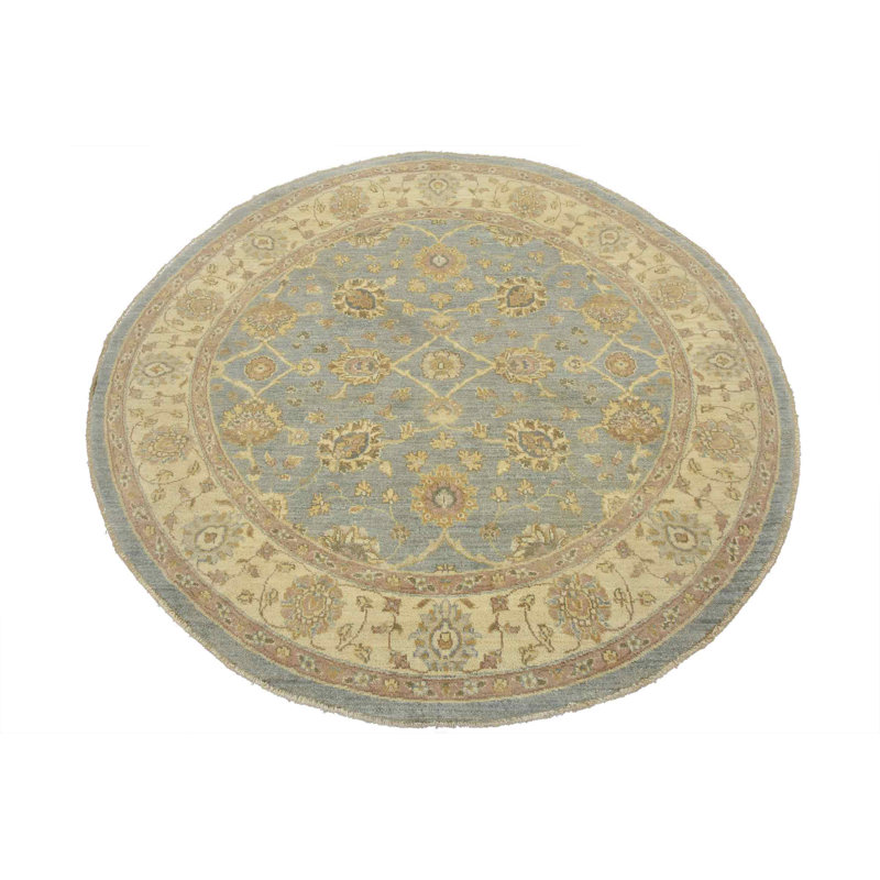 Tapis bleu nouvel âge en laine 6 pi 2 po x 6 pi 1 po Morihiro