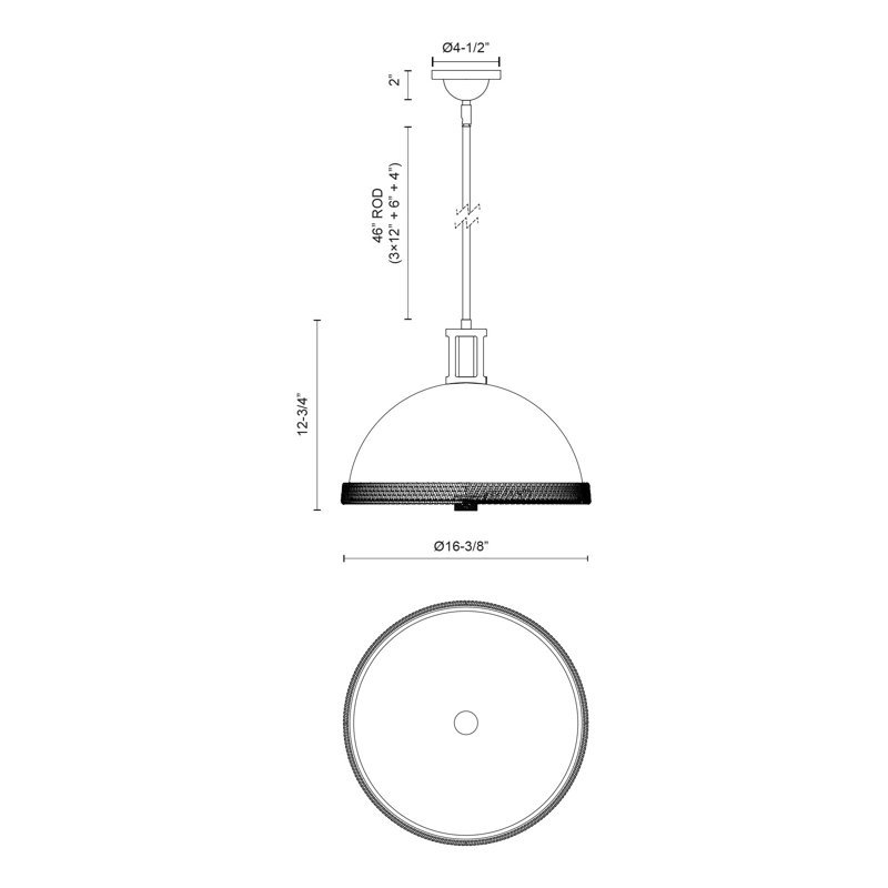 Doral Pendant, Matte White, 12.75"H x 16.38"W x 16.38"D