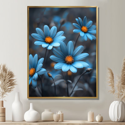 Monochromes bleu et gris marguerites brumeuses Photo II - marguerites Wall Art salon