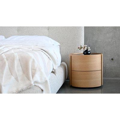 Table de chevet Burrow, panneau de fibres à densité moyenne, chêne blanc