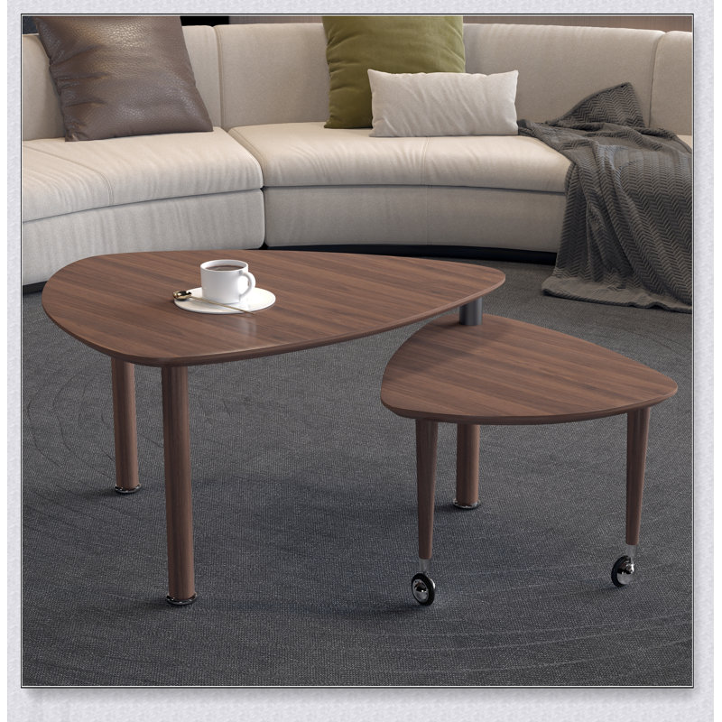 Table basse rotative moderne à 360 degrés, pieds en bois massif, assemblage facile, parfait pour les petits appartements et les salons