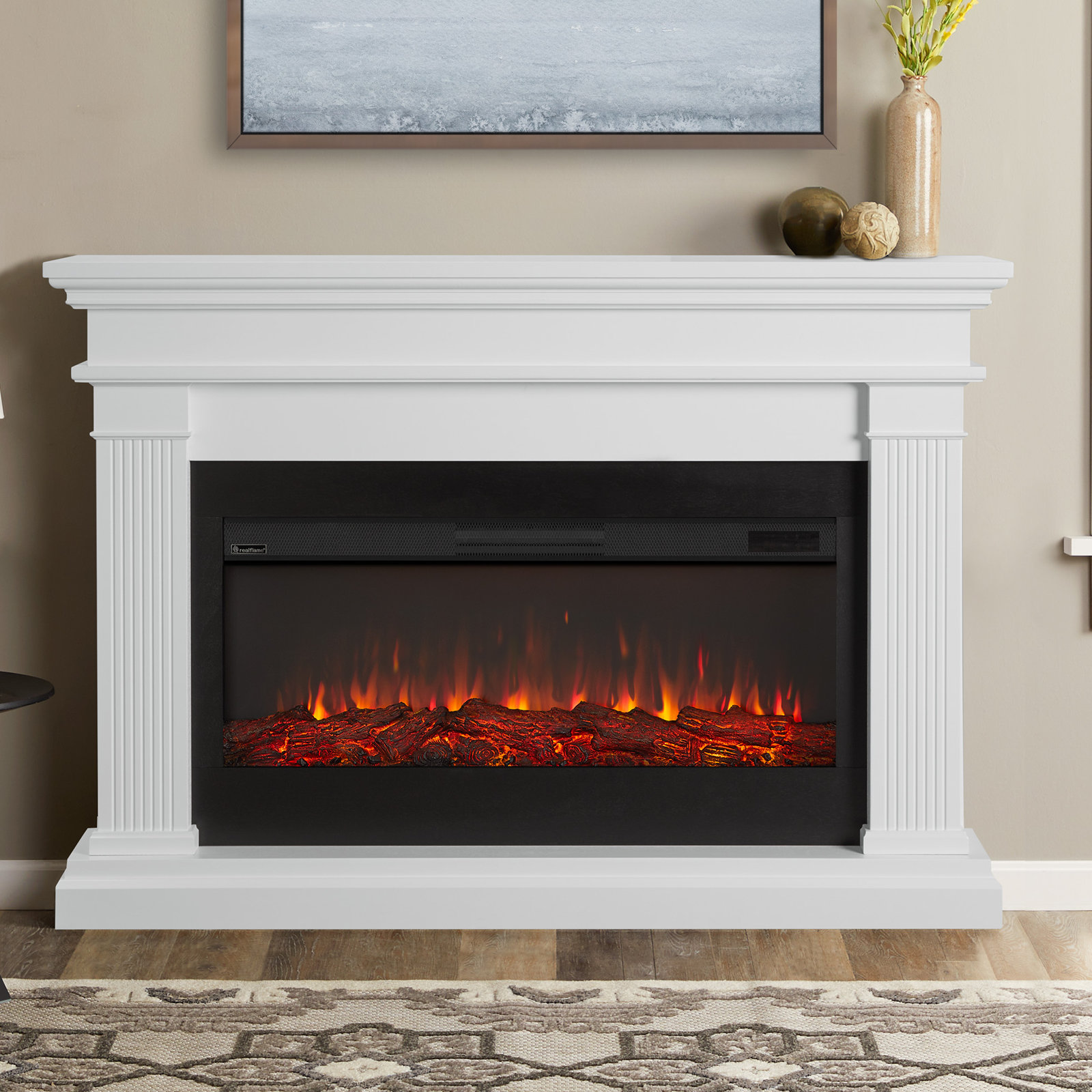 Real Flame® Beau Electric Fireplace, White, Standard