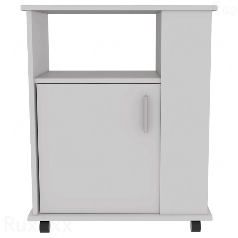 Armoire, porte simple, trois tablettes latérales - blanc