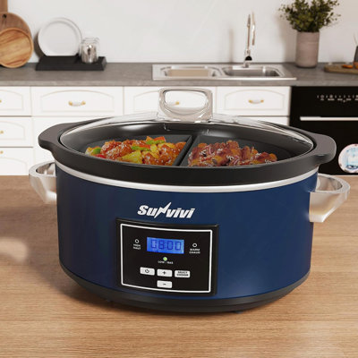 6 Quart Programmable Slow Cooker with 2 in 1 Silicone Liners, Multi-Cooker Food Warmer with Digital Timer, Adjustable Tempature Control, Dishwasher Safe Parts, Silver