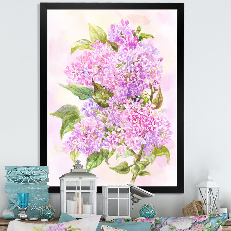 «Blossoming Pink Wildflowers II», œuvre d'art traditionnelle sur toile, Cadre photo noir, H 20 po x l 12 po x P 1 po