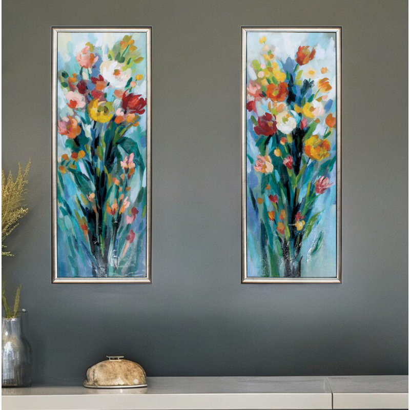 " Tall Bright Flowers " 2 - Pieces
