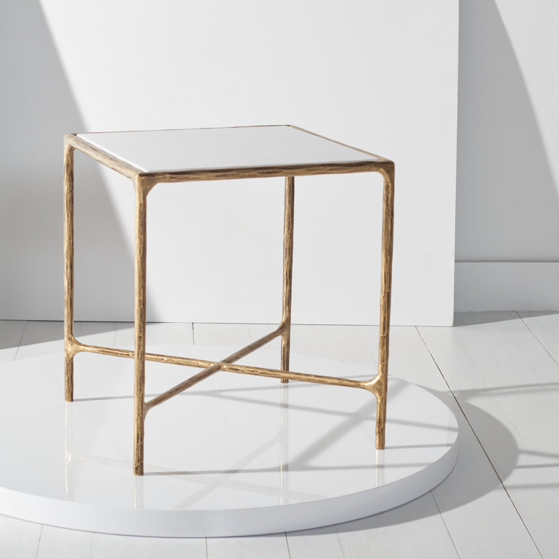 Table de bout Evelynn, Laiton, Marbre blanc