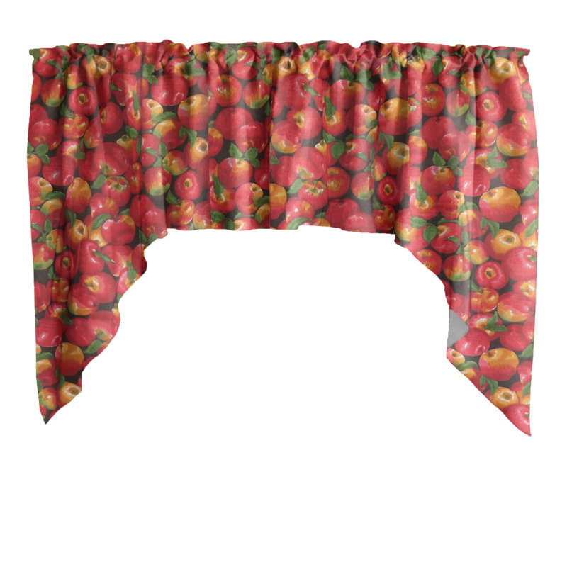 Cantonnière à motif de pommes, Noir