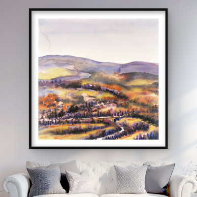 Beautiful Hills - reproduction encadrée avec passe-partout pour la décoration intérieure