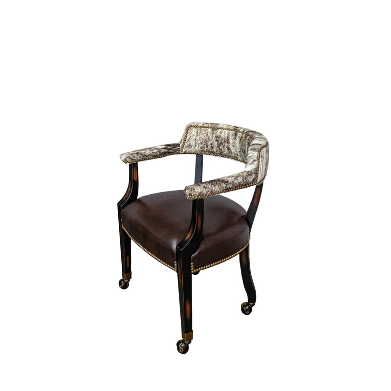 Leather Armchair, Hair Hide Black, French Dark Chocolate, Natural