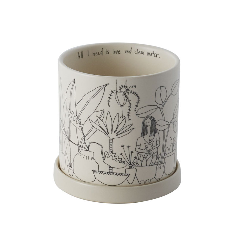 Pot à fleurs en céramique Plant Woman, H 4,75 po x l 4,75 po x P 4,75 po