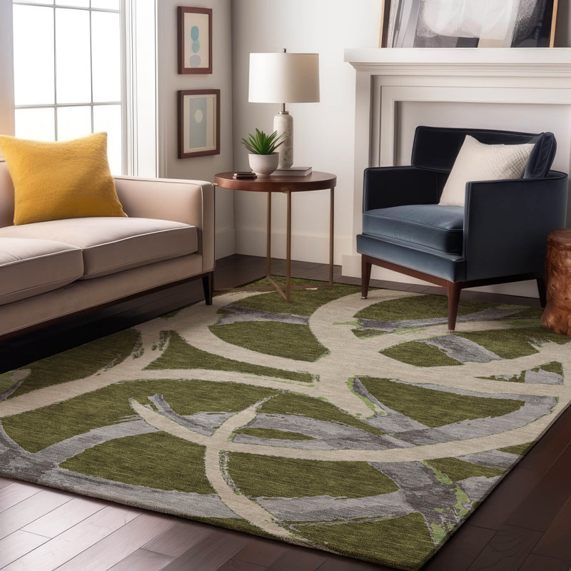 Premium Machine Washable Magaw AMF1022 Circles Rug, Rectangle 2 pi 6 po x 3 pi 10 po