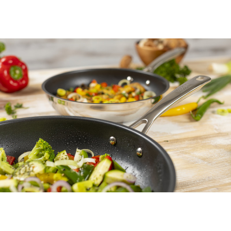 Kuhn Rikon Allround Stainless Steel Non-Stick Induction Safe Frying Pan, Set of 2, 24cm and 28cm