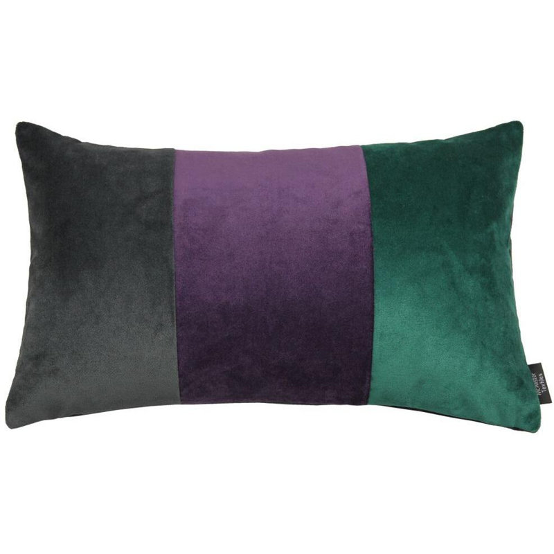 Zula Patchwork Rectangular Cushion, 30 x 50cm, Purple/Grey