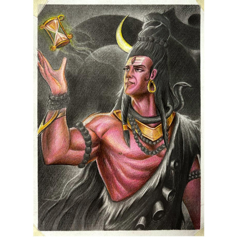 Lord Shiva (Bholenath) | Dessin au crayon | Peinture de Sanju Basu