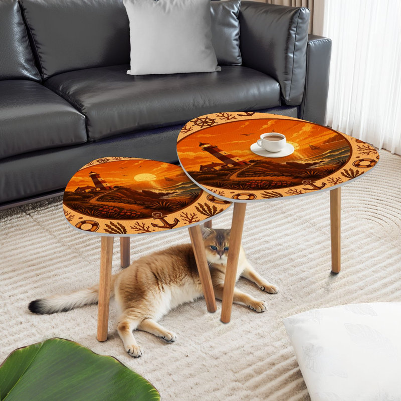 Ensemble de 2 tables basses gigognes Triangle Coastal Sunset