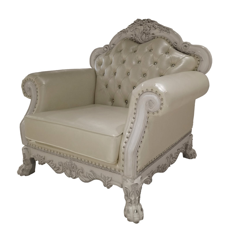 Chaise en cuir synthétique et os Dresden avec 2 coussins Dresden