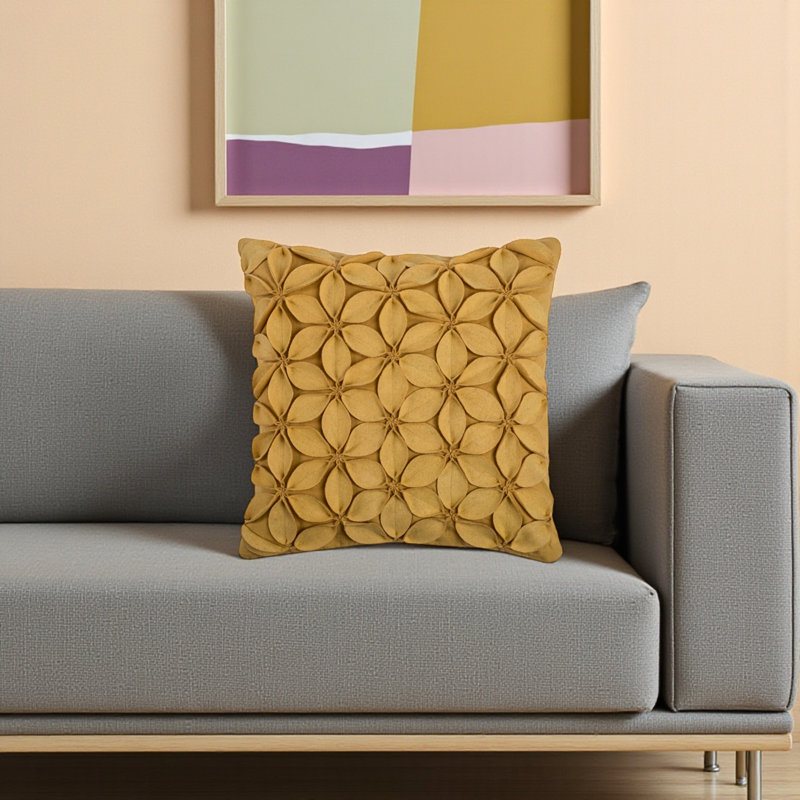 Coussin décoratif en coton orange par Trio, Jaune