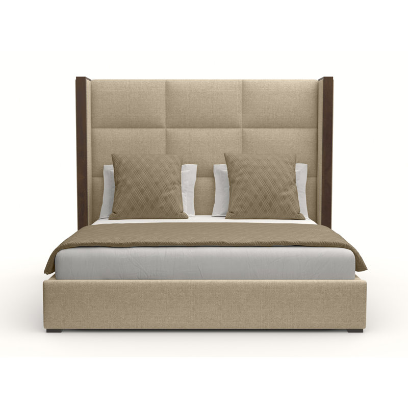 Lit tapissier capitonné standard Dipson, Très grand (moyen), Revolution® graine de lin