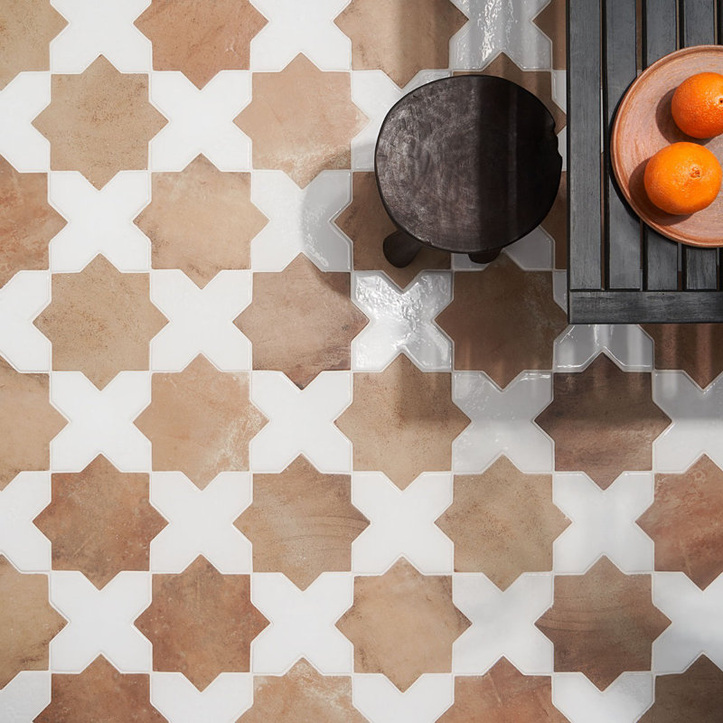 Souk Star-Crossed 6.1" x 11.9" Terracotta Look Porcelain Floor & Wall Tile (8.26 Sq. Ft. / Case), Cotto and Polished White