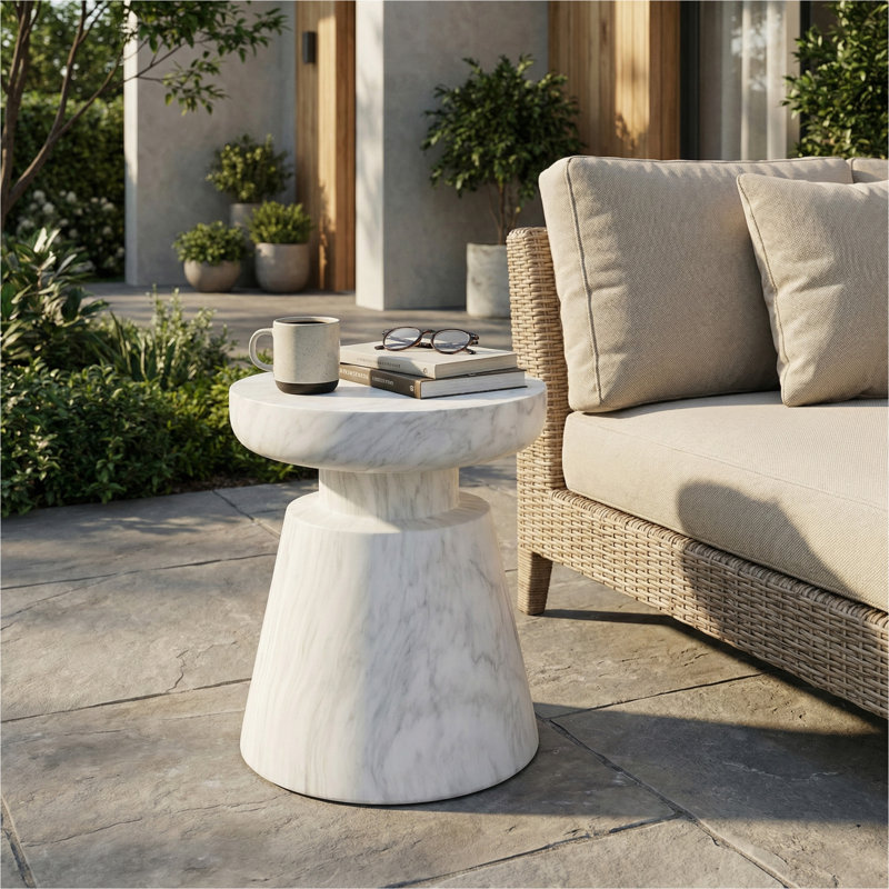Table d'appoint d'extérieur en travertin Ponti