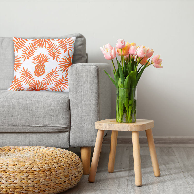 Coussin Pineapple Leaves, Orangé, 18 po x 18 po