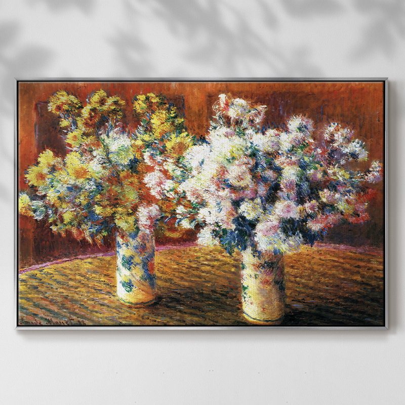 «Two Vases With Chrysanthems», 1888, reproduction d'art sur toile, H 17 po x l 25 po x P 2 po, Argent