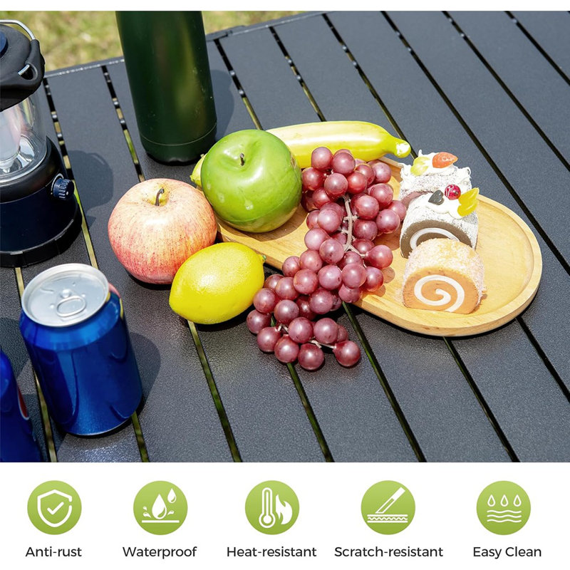 Table de camping pliante, tablette portative en aluminium