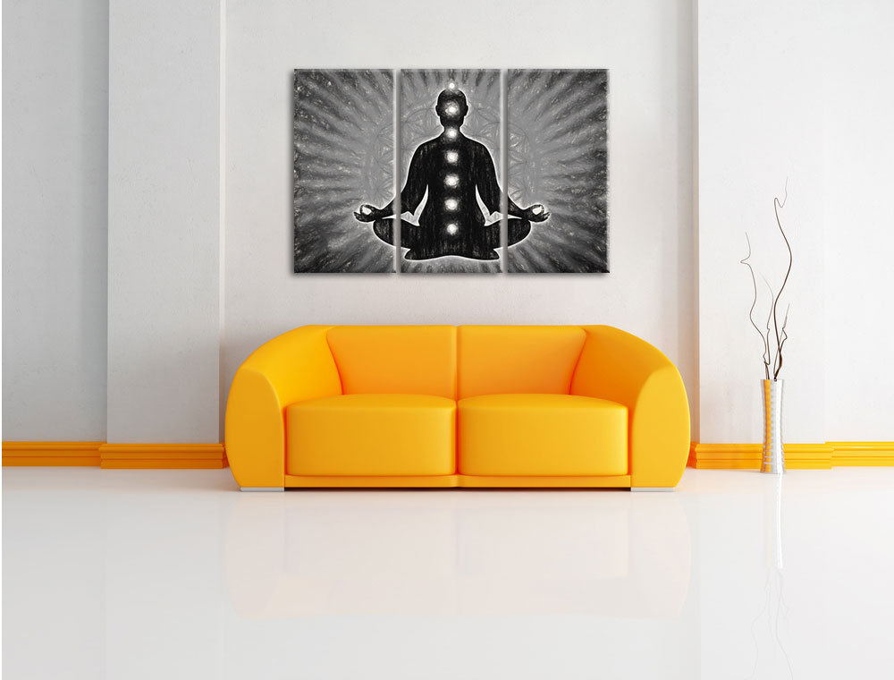 3-tlg. Leinwandbild-Set „Meditation mit den 7 Chakren“, Kunstdruck