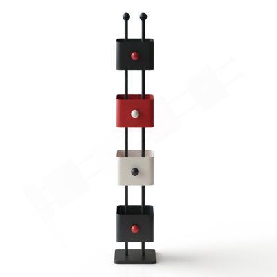 Étagère de rangement rectangulaire (noir et rouge)