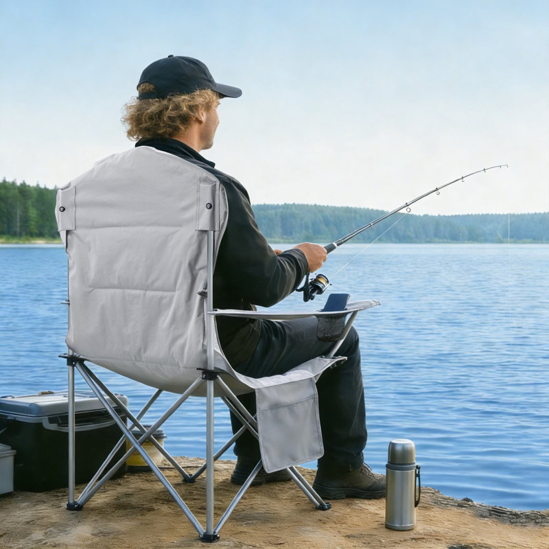 Folding Camping Chair, Blue/White