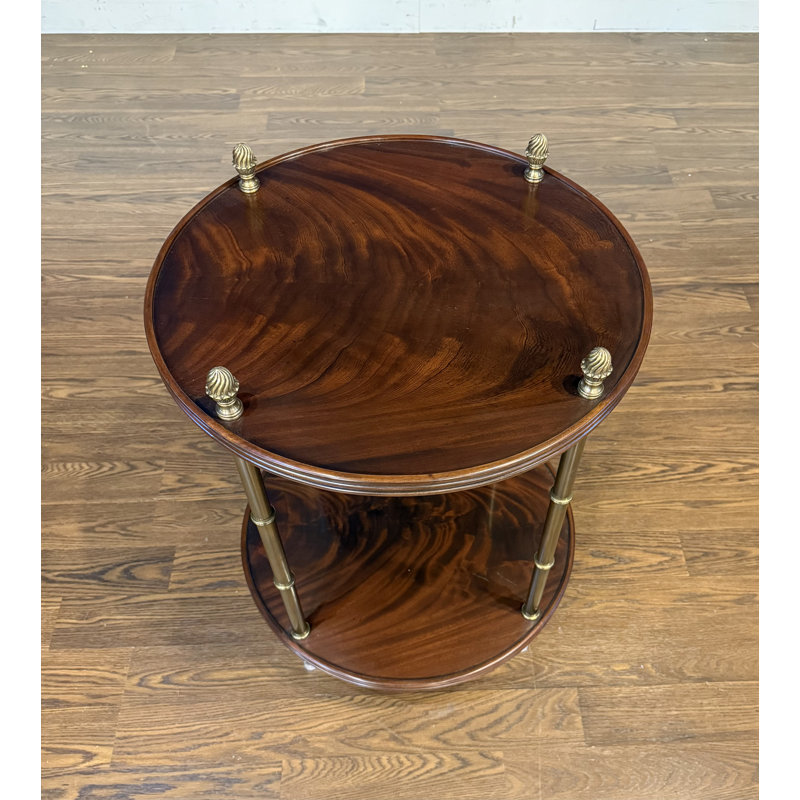 Round Mahogany Occasional Table With Brass Accents