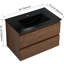 Meuble-lavabo de salle de bain 30 po avec lavabo en céramique noire. 2 tiroirs à fermeture en douceur. Fixation murale. Style contemporain. Lavabo en contreplaqué. Protection moderne.-12829968-12829983-12829973