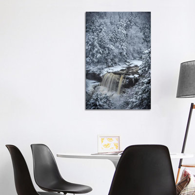 USA, West Virginia, Blackwater Falls State Park. Forest And Waterfall In Winter. by Jaynes Gallery - Wrapped Canvas Painting