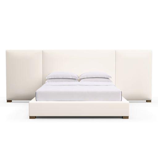 Upholstered Bed, Vintage Leather Blanc, King, Weathered