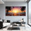 Palmiers, coucher de soleil, plage, palmiers, ciel, océan, sable, horizon, ensemble de 3 impressions sur toile-224095870