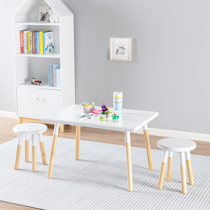 Addington Kids 3 Piece Writing Table and Stool Set, White