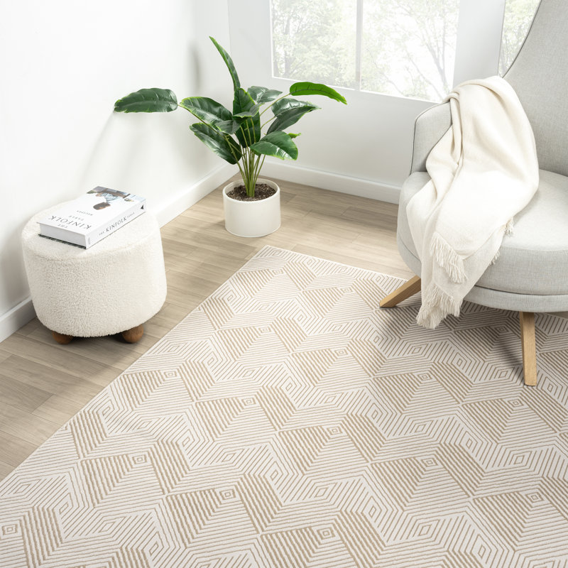 Tapis à motif géométrique crème Abden Rugs Ardencroft REG530A, Rectangulaire 2 pi x 3 pi