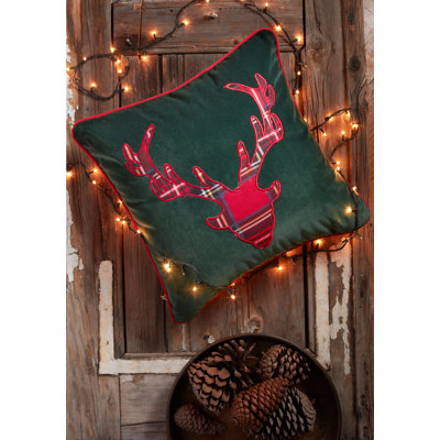 Christmas Animal Print White Square Throw Cushion With Filling