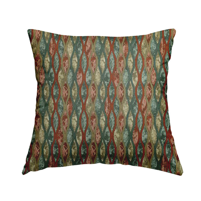 Mendiola Striped Rectangular Cushion, Orange Teal