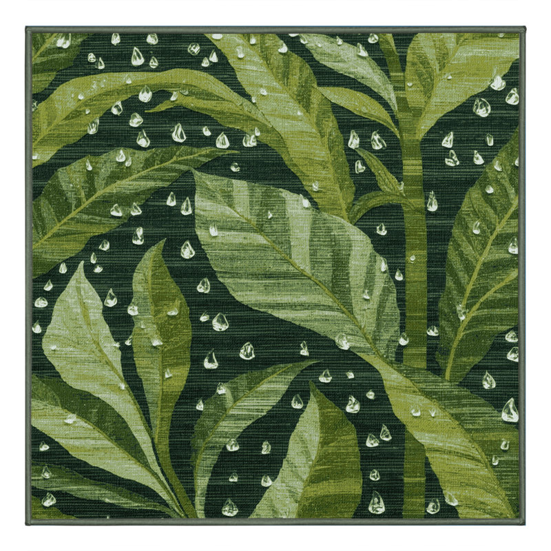 Machine Washable Nature Green Area Rug, Square 8'