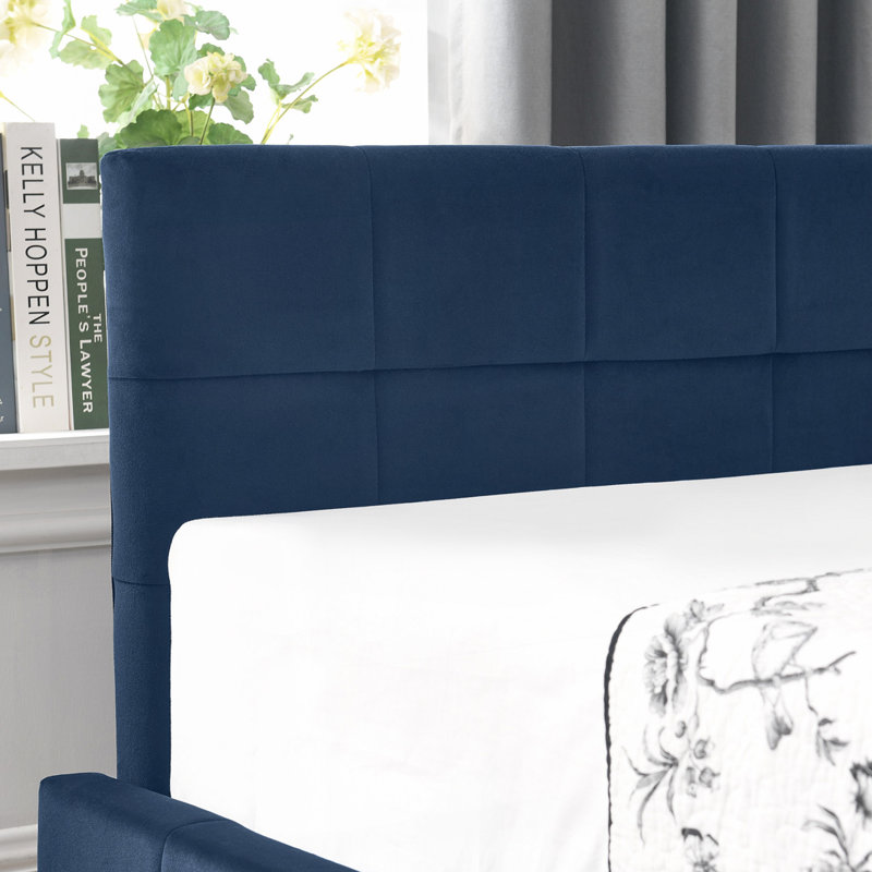 Storage Daybed Tufted Bed Frame, Sofa Bed Frame with Comfortable Backrest and Armrests, Blue, Full / Double