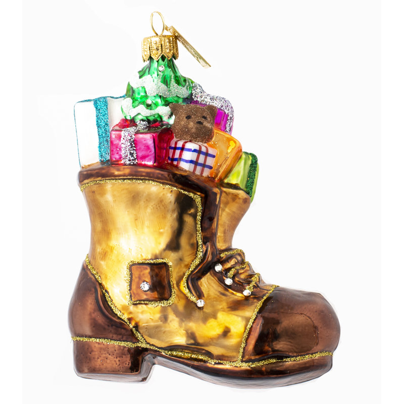 Ornement figurine suspendue chaussures père noël