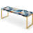 Ethereal Geometry - Patchwork Upholstered Gold Bench