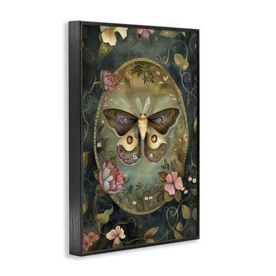 Ornate Victorian Moth Framed Giclee, design by The Dutch Lady