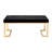 Black And Champagne Bedroom Bench With Modern Style Seat Metal Base Fabric Covered For