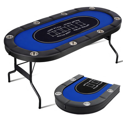 Table de poker pliable pour 8 joueurs avec rails rembourrés et porte-gobelets