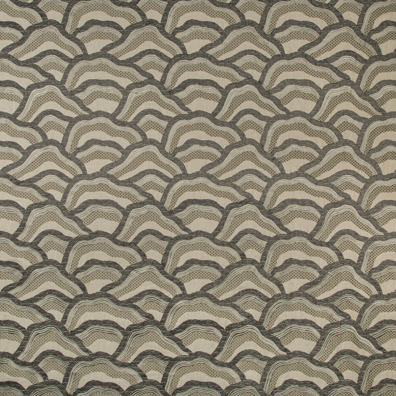 Les Rizieres Emb Fabric, Silver/Charcoal
