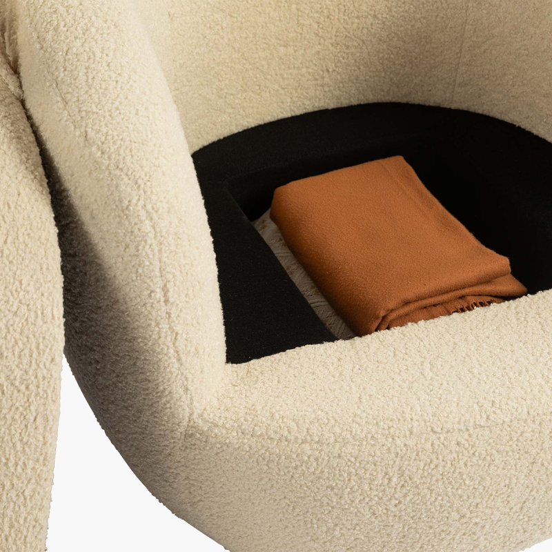 Fauteuil demi-tonneau pivotant de 30,3 po Dollinda, Beige