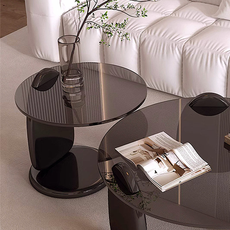 Table d'appoint ronde moderne moderne en verre trempé minimaliste